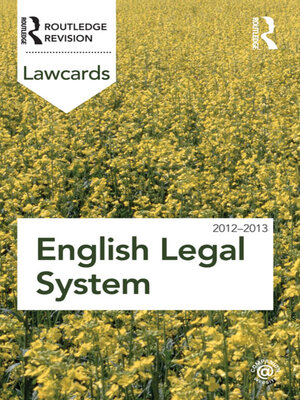cover image of English Legal System Lawcards 2012-2013